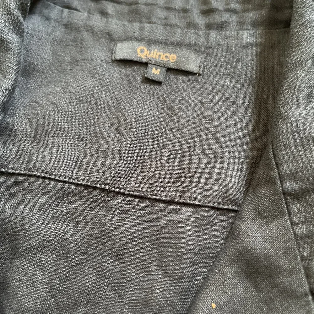 Quince 100% European Linen Button Front Dress | Black |Medium | Missing Belt - Picture 9 of 16